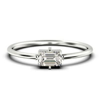 Prekrasan minimalistički prsten od karata moissete zaručnički prsten, klasični vjenčani prsten u srebru od 18k bijelog zlata, poklon za njenim, jednostavnim prstenom, prstenom