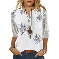Ženski odobrenje za čišćenje ispod $ velike veličine Henley bluza cvjetni rukav majica sa labavim vrhovima