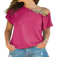 Ženska ljetna casual hladno rameni tunik vrhovi labavi traka za bluzu od kratkih rukava s kratkim rukavima