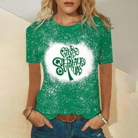 Ženski ul Patricks Day Gnomes Zelena majica Modni okrugli vrat Kratki rukav St. Patrick's Day Top Bluze