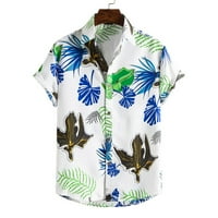 Majice Aloohaidyvio za muškarce, muške havajske majice kratkih rukava od ispisanog gumba dole ljetne