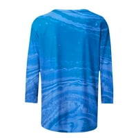 Pyju Womens Trendy bluza, rukav Crew vrat Ležerne majica Mramorni print TEE majica Labavi duže dužnji