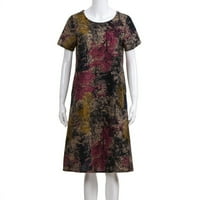 Clearsance Ljetne haljine za žene okrugli izrez Vruća prodaja tiskana srednje dužine A-line kratkih