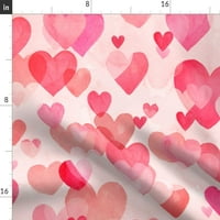 Pamuk Satens Stolcloth, 70 Round - Vodenokolor Hearts Love Valentine Pink rumenilo ilustracija poljupci