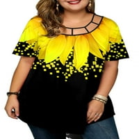 Scvgkk womens plus veličina cvjetni izdubljena majica s kratkim rukavima