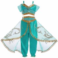 Loliuicca Kids Girl Haret Up Party Coustme Set Aladdin Jasmine Princess Cosplay haljina