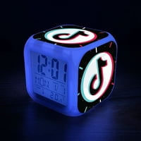 Rush budilnik 7-boja LED kvadratni sat Digitalni budil sa vremenom, temperatura, budilica i datum S451