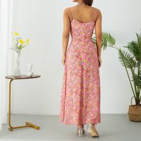 Multitrustna ružičasta cvjetna klizalica za žene ljetni remen bez rukava bez rukava bez rukava, duga casual plaža odjeća
