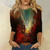 Strungten ženska modna casual tri četvrtine rukava za ispis pulover u okruglom vratu TOP bluza Žene
