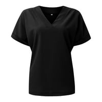 Ženski vrhovi ženske modne nove ljetne V izrez pune boje casual labav majica kratkih rukava