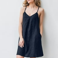Jednostavne prevelike mini haljine Žene Čvrsto pamučno posteljina ravno ljetna minimalistička haljina