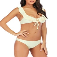 Ženska seksi čvrsta križanja Vruši se ruffle remen trokut dva bikini set kupaći kostimi