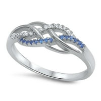 Simulirani safir Clear CZ Infinity prsten Sterling srebrna Veličina 6