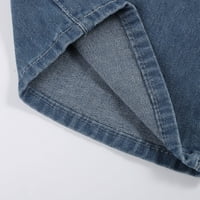 Hlače za ženske trendy gumb High Squik džep elastične čvrste boje traperice Slim traper ženske pantalone