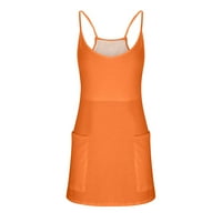 Ženski sportski odijelo Mini atletska kratka haljina bez rukava s džepovima, narandžasta, m