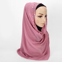 Taluosi modne muslimanske arapske žene Čvrsto kolor perla veo hidžab šal za vrat
