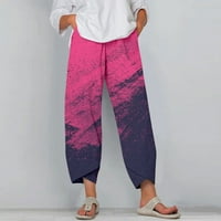 Prikladne hlače za žene široke noge Capris ženske ljetne obrezane hlače plaža elastična struka vrećaste