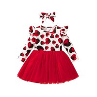 Djevojke za djecu Valentinovo odijelo Petal dugih rukava Slatka ljubavno srce Print Tutu suknje ruffless