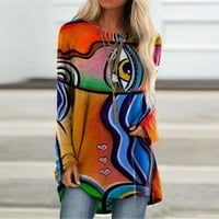Košulje s dugim rukavima za žene u čišćenju Žene plus veličine Štampane apstraktne umjetničke pulover
