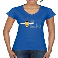 Budite neustrašivi zujanje pčela pop kulture Žene Standardni V-izrez Tee, Royal, Medium