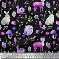 Soimoi Poly Georgette tkanina od gljiva, životinje i sova Dječje dekor tkanine otisnuto dvorište široko