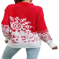 Prednjeg swald Ladies Jumper Tops Swiss Dots Božićni džemper dugi rukavi Pleteni džemperi Xmas pletiva