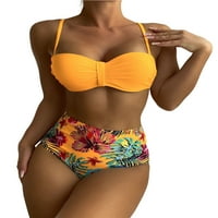 Voguele Dame plivanja Bikini setovi Dva kupaća kostima bez rukava bez rukava cvjetna tiskana za žene
