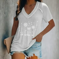 Ženska moda V-izrez Print Pulover Ležerne majica s kratkim rukavima