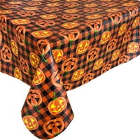 Halloween zastrašujuće pauke Web vinil Flannel podržana stolnjak, sablasne narančaste i crne pauke Web
