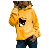 Prometna dukserica za žene Pocket DrawString pulover vrhovi slatka mačka grafički print dugih rukava