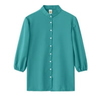 Baycosin Ljetne bluze za žene Solid T Ležerne tip gornje rukave s dugim majicama Vrući rufft s dugim