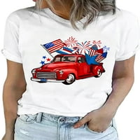 Julcc ženski kratki rukav ljeto pamučna majica USA zastava za ispis pulover Tee vrhovi