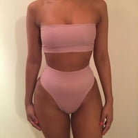 Ljetne ženske seksi cijevi solidne cijevi u boji Bikini set kupaći kostim bez grudnog košulja
