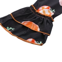 Toddler Baby Girl Bundevin Print Pulover Ruffled Majica Top Flare Pant Halloween odjeća narandžasta