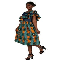 Bintarealwa Afričke haljine za žene Ljeto Dashiki Print cvjetni ruffled kratka haljina Afrička odjeća