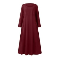 EFSTEB ženske haljine klirence jesen haljina modna pamučna posteljina džepna haljina V-izrez haljina