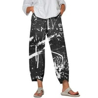 Ženske Y2K hlače Udobne pantalone široke noge Capris Ljeto obrezano plaža elastična struka vreća za