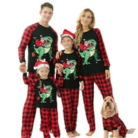 Božićna porodica koja odgovara pidžami setovi Dinosaur Santa Plaid PJS set tata mama djeca za spavanje