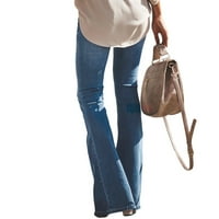 Entyinea ženske planove traperica čvrste boje visoke rastepene pantalone
