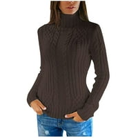 Turtleneck s dugim rukavima, čvrste tanke džemper džemper za žene Veličina kafe m