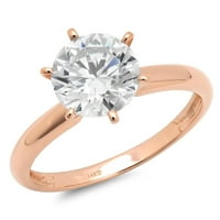 1. CT sjajan okrugli rez simulirani dijamant 14k Rose Gold Solitaire prsten SZ 8,75