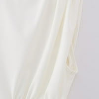 Ženske haljine Solid Boja O-izrez bez rukava jednostavna ugodna asimetrična čipka ubrzana ležerna haljina
