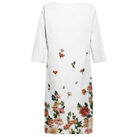 Plus Veličina Svečane haljine za ženske haljine modnog cvijeća Print struk sandress V-izrez Dress Duljina
