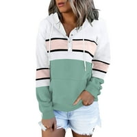 Hoodies za žene trendi blok bloka u boji dugih rukava s dugim rukavima niz pulover sa džepom zip up