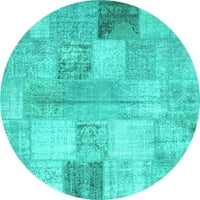 Ahgly Company u zatvorenom okruglim patchwork tirkizno plavim prostircima prijelaznih područja, 8 'krug