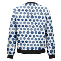 Proljetni modni trendovi ustaljeni odjeća jakne za žene dugih rukava lagana zip useljena modna print vanjska odjeća casual prekrivene jakne s džepovima Royal Blue XL