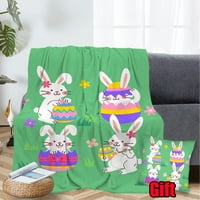 DICASSER Uskršnje zečice i jaja bacaju pokrivač s jastukom s poklopcem šarenog ukrasnog mekanog ugodnog