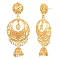 Efulgenz Indijski nakit Tradicionalni zlatni ton Veliki Chandbali Jhumka Jhumki Dange Minđuše za žene