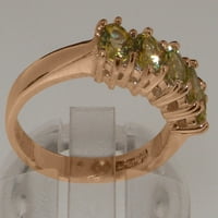 Britanci izrađeni 14k Rose Gold Prirodni peridot Ženski Obećani prsten - Opcije veličine - Veličina