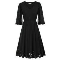 Grace Karin ženski vintage V izrez čipka kratkih rukava haljina s kratkim rukavima A-line midi haljina